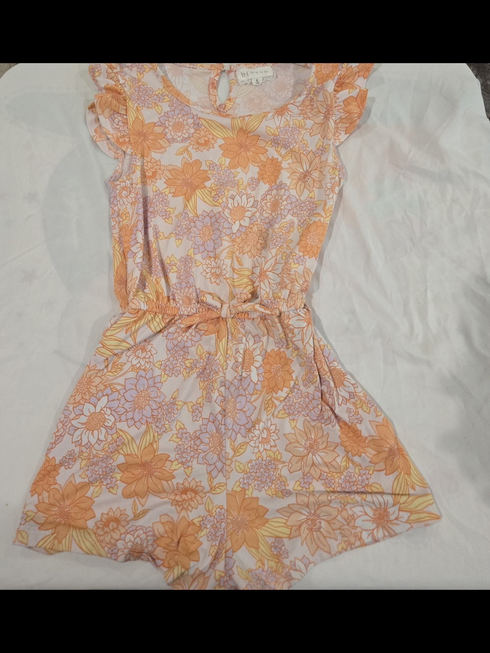 btween Orange Floral Romper‎ with Pink and Yellow Accents